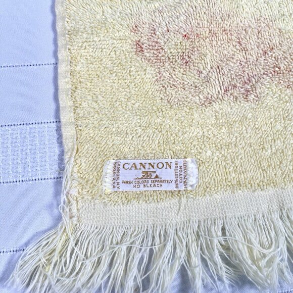 Vintage 70s Flower Power Cannon Floral Bath Towel Fringe Retro Mid Century Mod - Picture 6 of 7